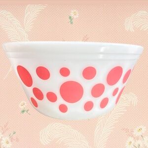 Rare Vintage Federal Glass 8” Pink Dot Bowl